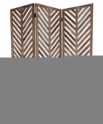 72" Brown Wood Folding Three Panel Screen Room Divider HomeRoots