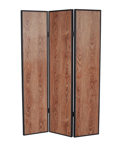71" Brown Wood Folding Three Panel Screen Room Divider HomeRoots