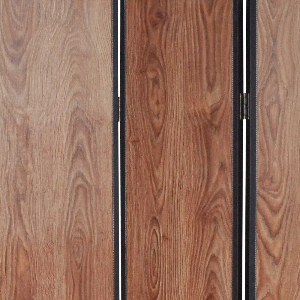 71" Brown Wood Folding Three Panel Screen Room Divider HomeRoots