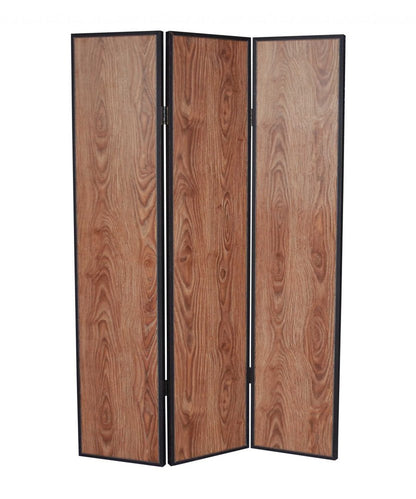 71" Brown Wood Folding Three Panel Screen Room Divider HomeRoots