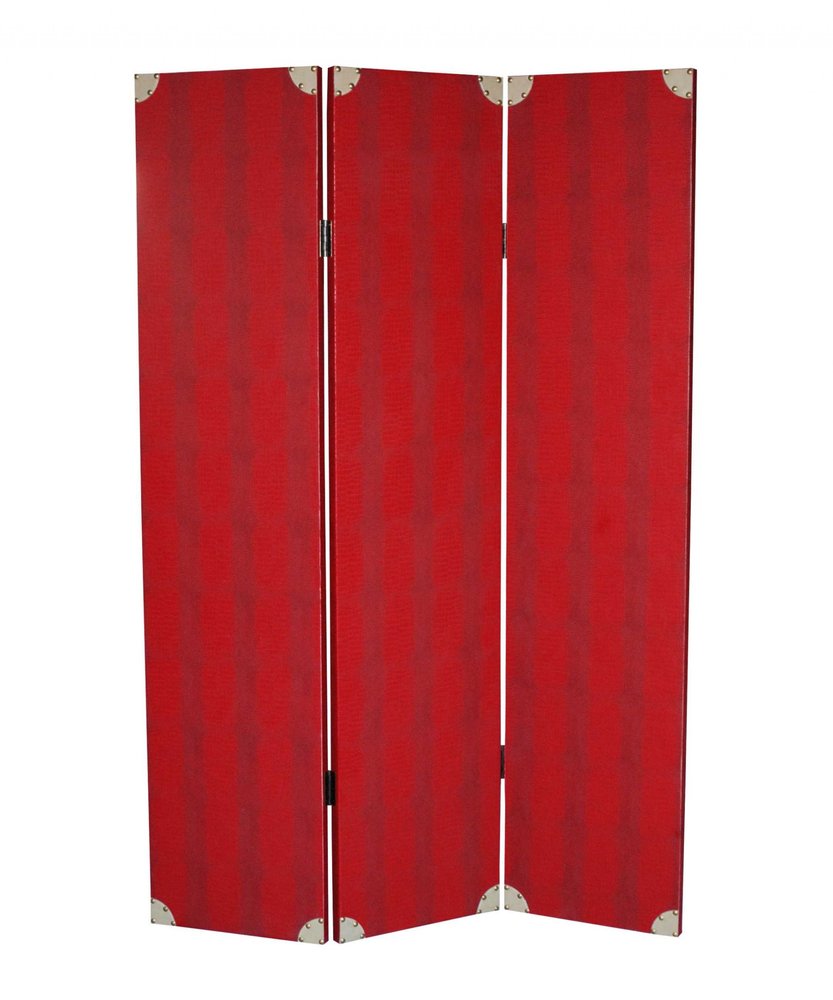 71" Red Wood Folding Three Panel Screen Room Divider HomeRoots