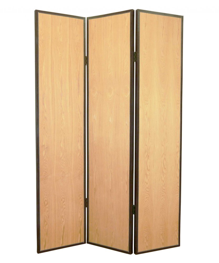 71" Natural Wood Folding Three Panel Screen Room Divider HomeRoots