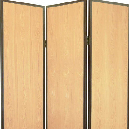 71" Natural Wood Folding Three Panel Screen Room Divider HomeRoots