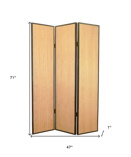 71" Natural Wood Folding Three Panel Screen Room Divider HomeRoots