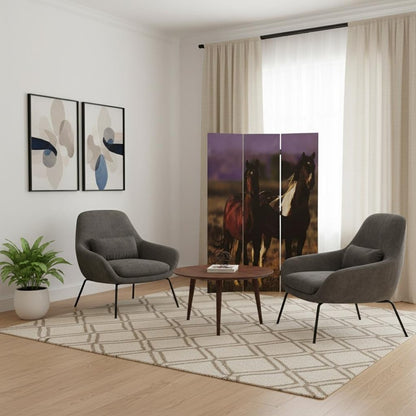 72" Brown Canvas Folding Three Panel Screen Room Divider HomeRoots