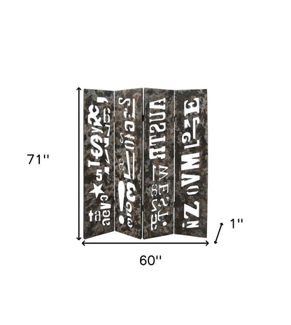 71" Brown Wood Folding Four Panel Screen Room Divider HomeRoots