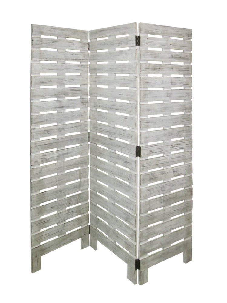 72" White Solid Wood Panel Screen Room Divider HomeRoots