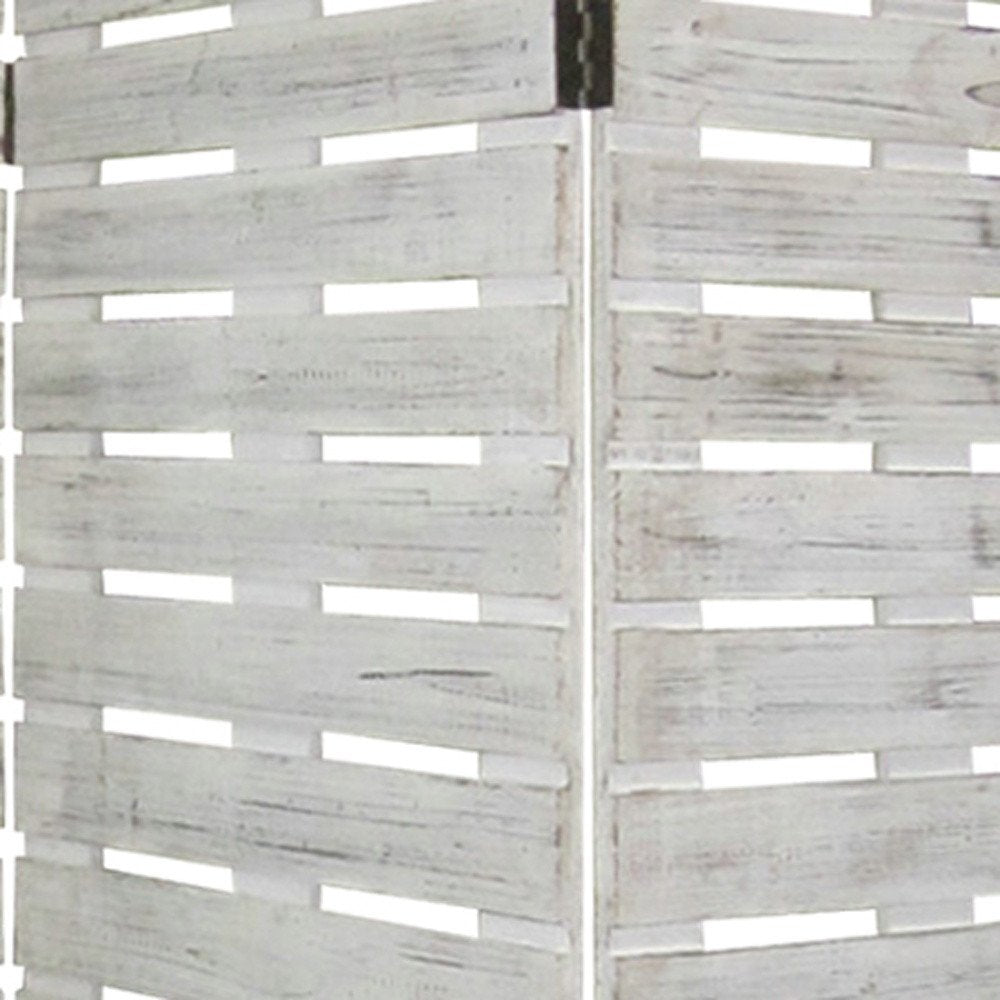 72" White Solid Wood Panel Screen Room Divider HomeRoots