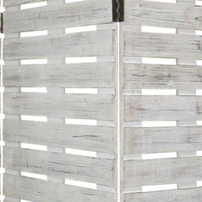 72" White Solid Wood Panel Screen Room Divider HomeRoots