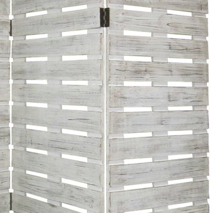 72" White Solid Wood Panel Screen Room Divider HomeRoots