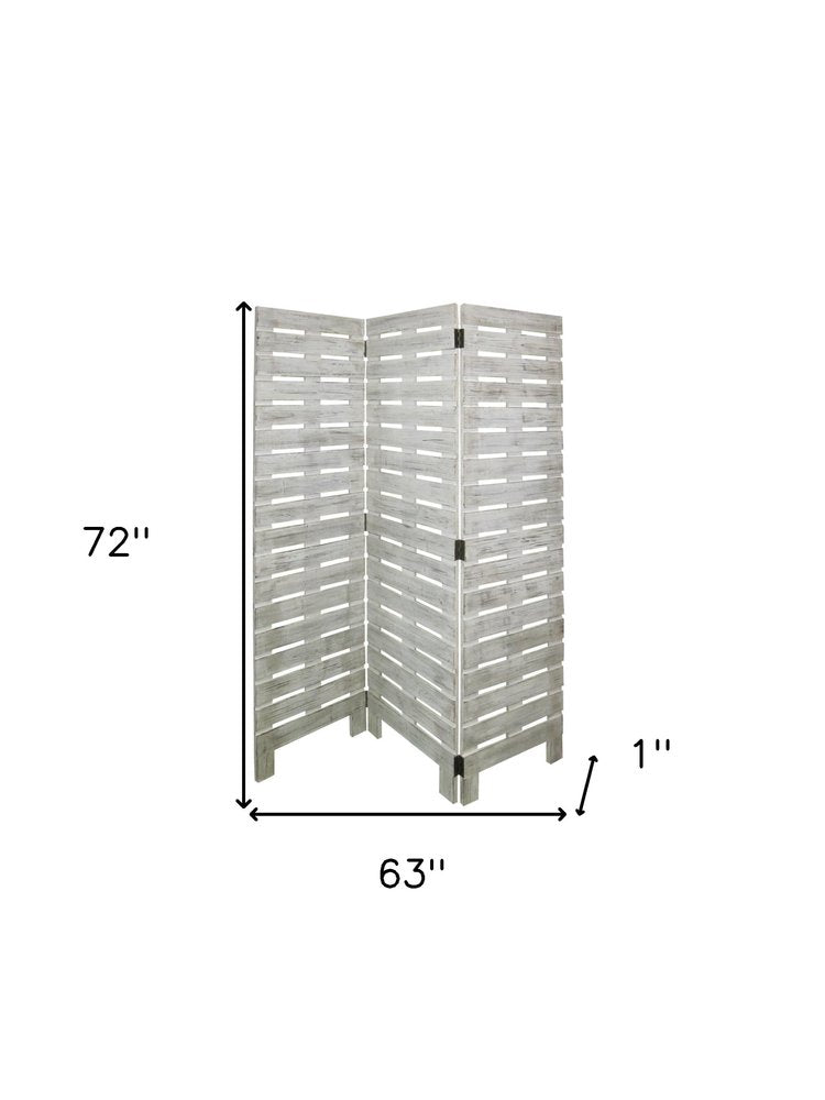 72" White Solid Wood Panel Screen Room Divider HomeRoots