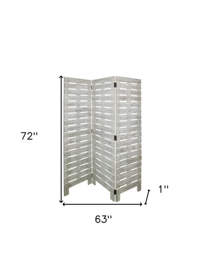 72" White Solid Wood Panel Screen Room Divider HomeRoots