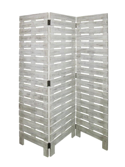 72" White Solid Wood Panel Screen Room Divider HomeRoots
