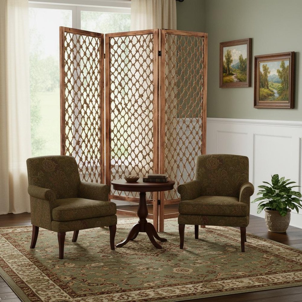 69" Natural Solid Wood Panel Screen Room Divider HomeRoots