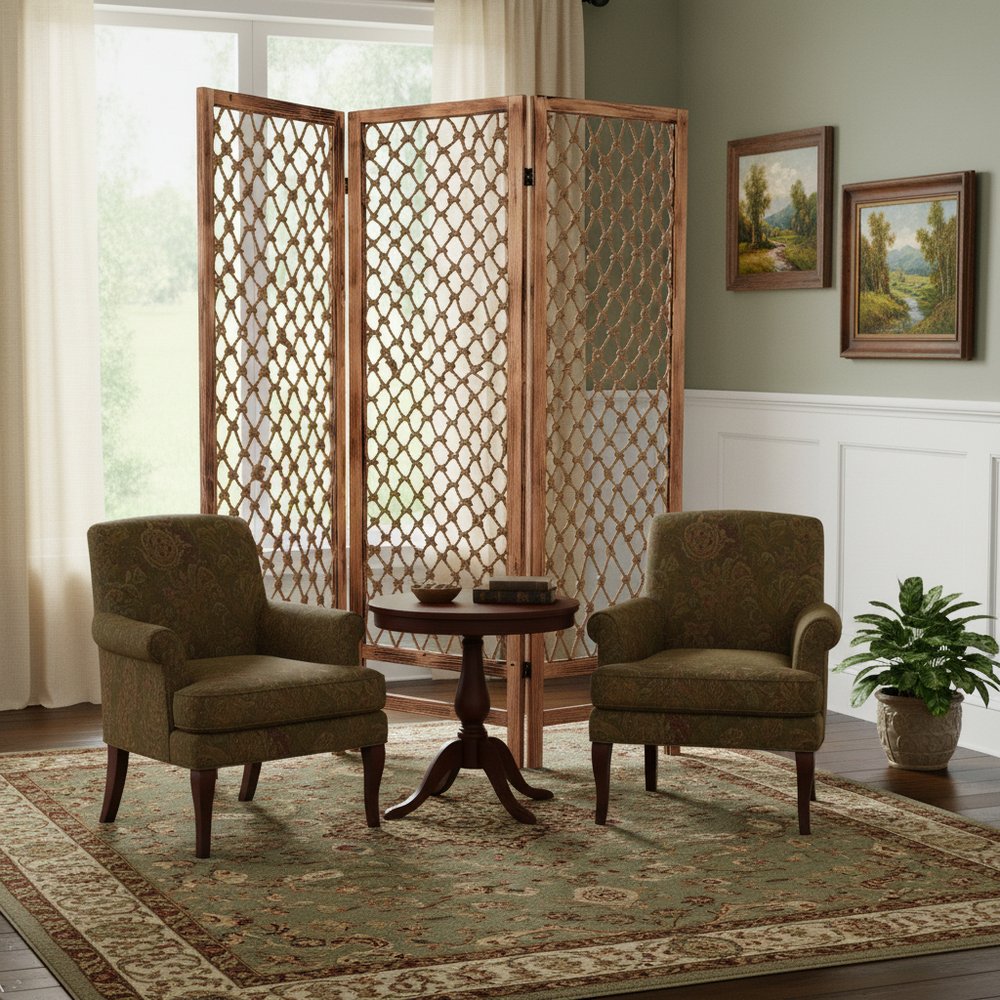 69" Natural Folding Three Panel Screen Room Divider HomeRoots