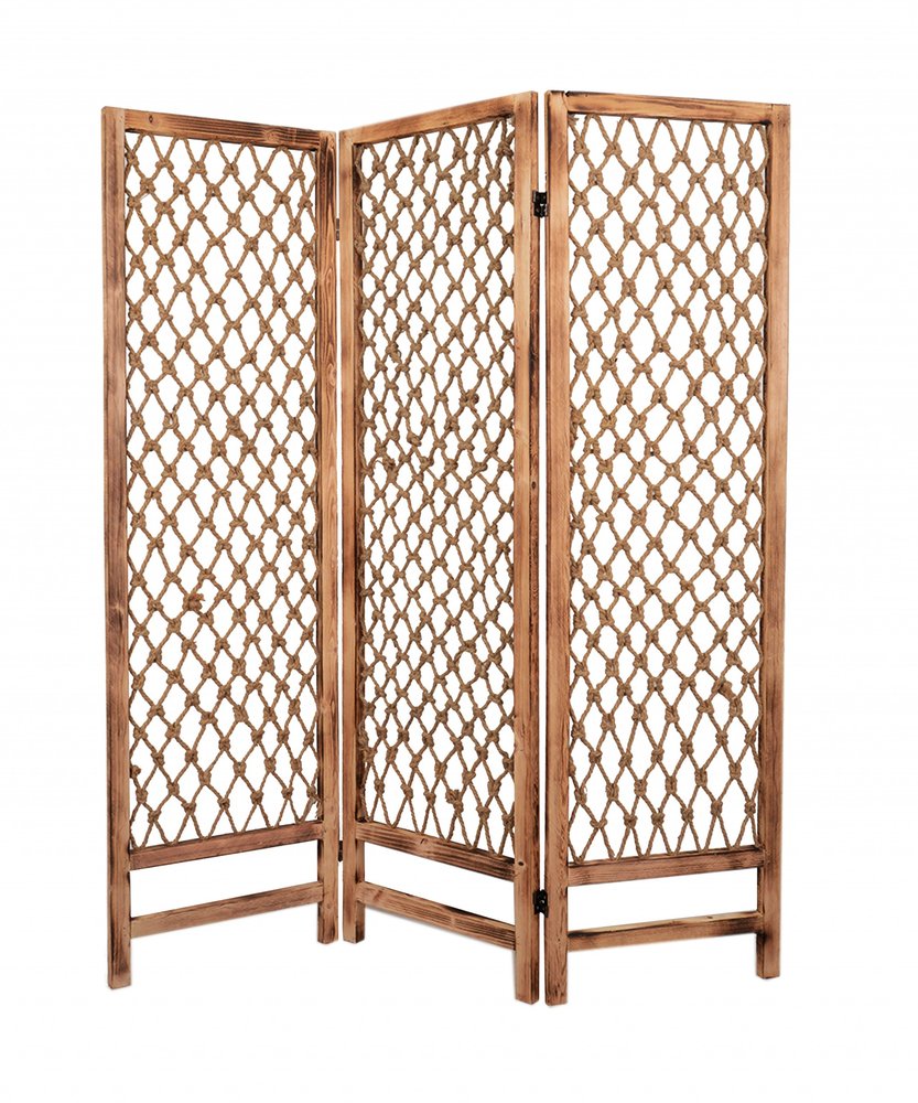 69" Natural Folding Three Panel Screen Room Divider HomeRoots