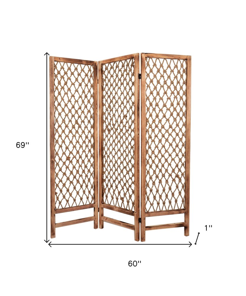 69" Natural Solid Wood Panel Screen Room Divider HomeRoots