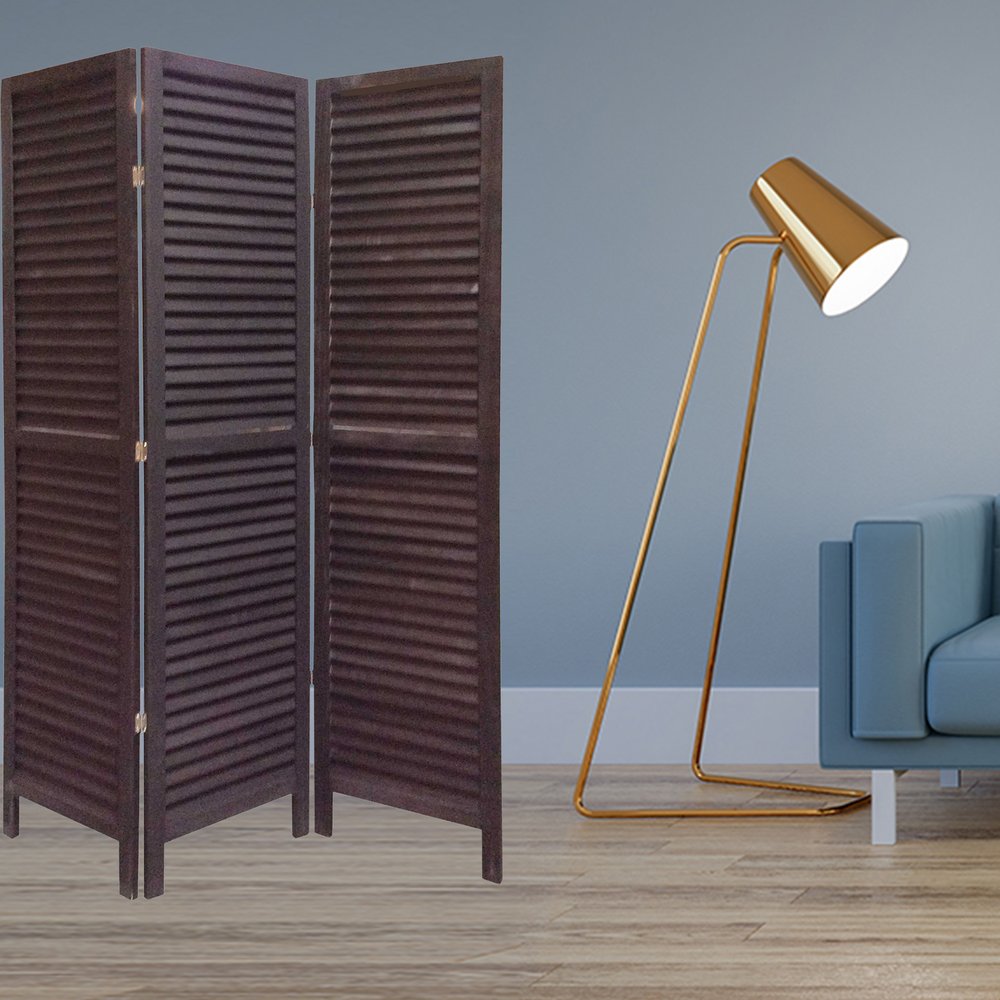 67" Black Wood Folding Three Panel Screen Room Divider HomeRoots