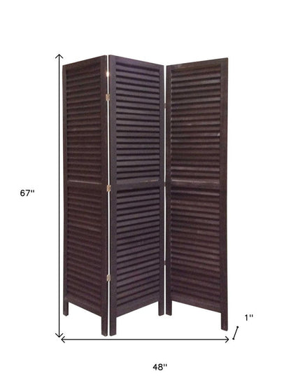 67" Black Wood Folding Three Panel Screen Room Divider HomeRoots