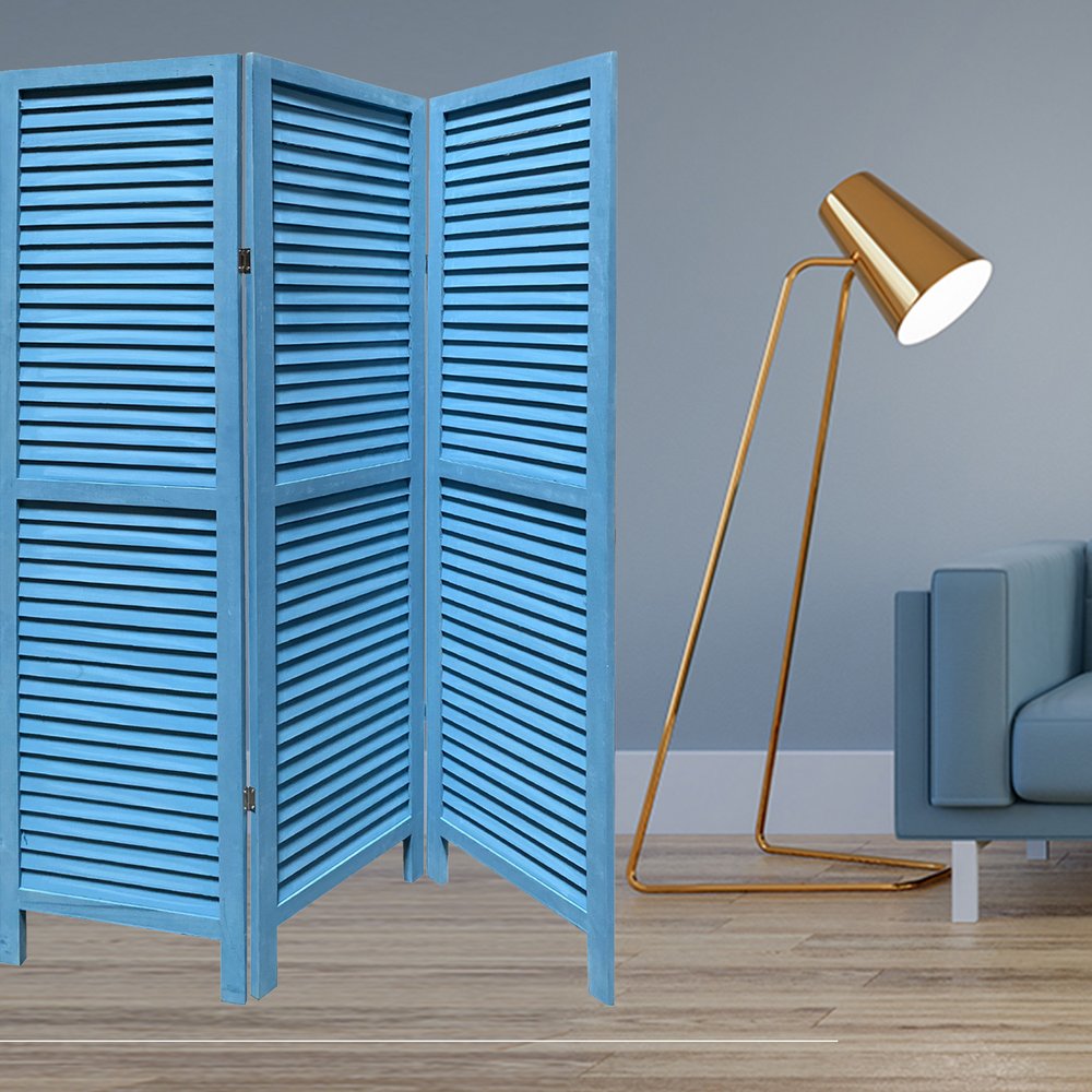 67" Black Wood Folding Three Panel Screen Room Divider HomeRoots