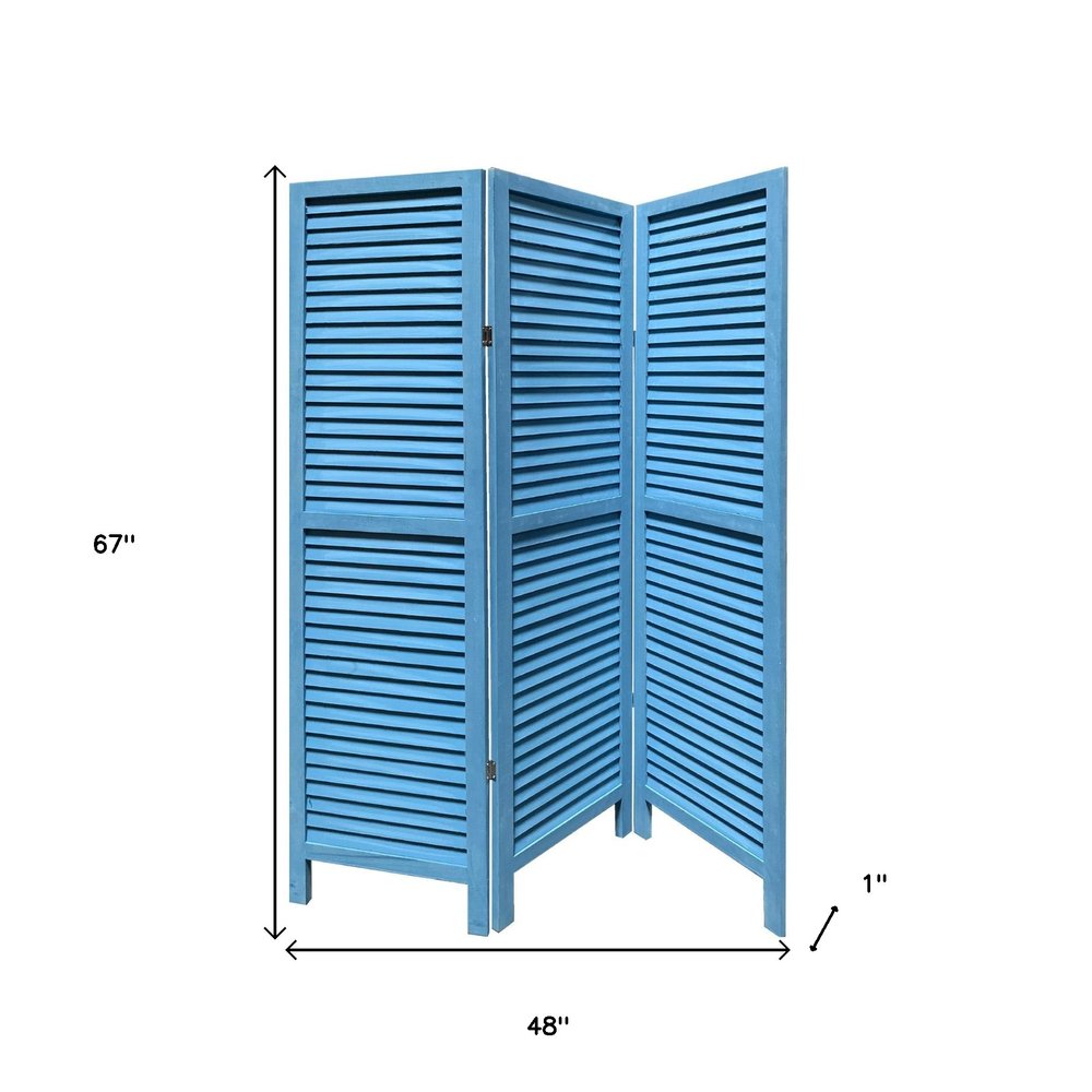 67" Black Wood Folding Three Panel Screen Room Divider — view 10