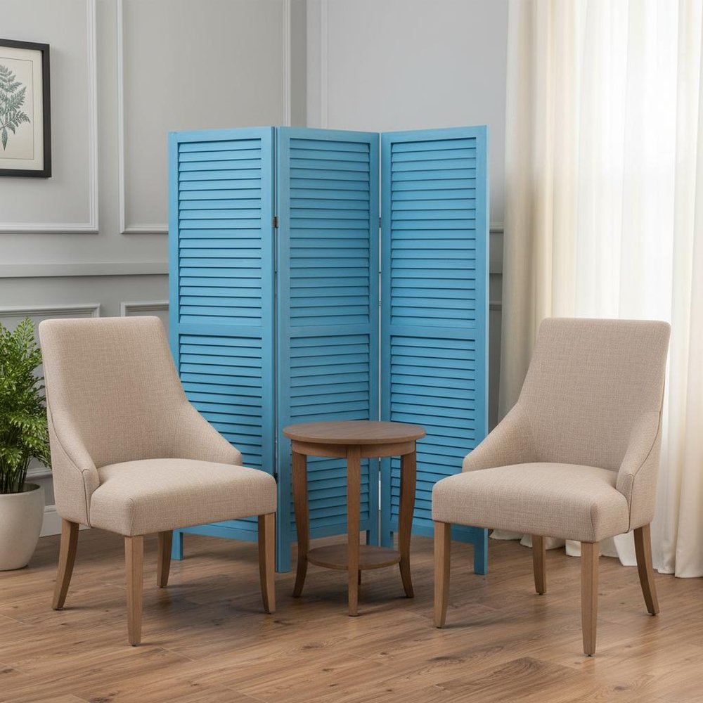 67" Black Wood Folding Three Panel Screen Room Divider — view 11