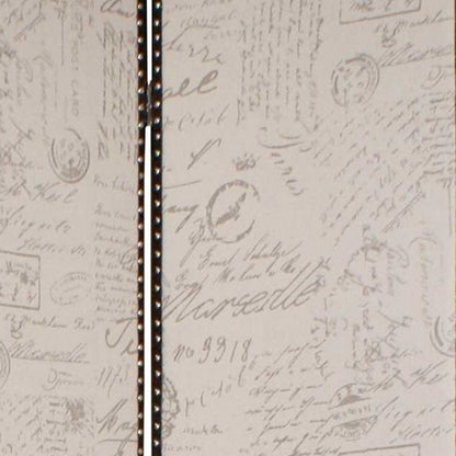 84" Beige Fabric Folding Four Panel Screen Room Divider HomeRoots