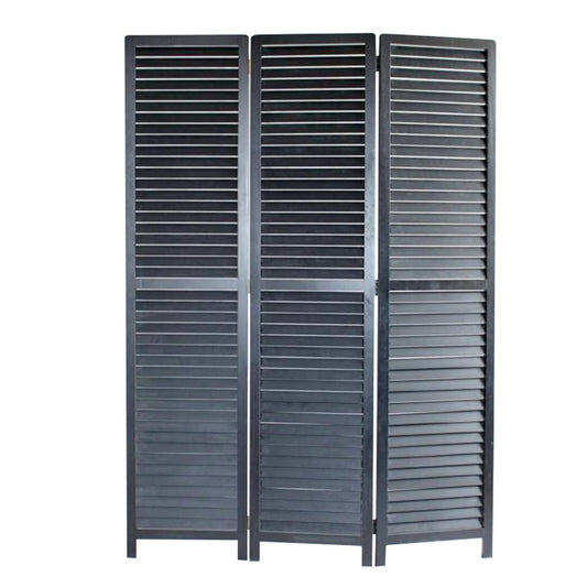 67" Black Solid Wood Panel Screen Room Divider HomeRoots