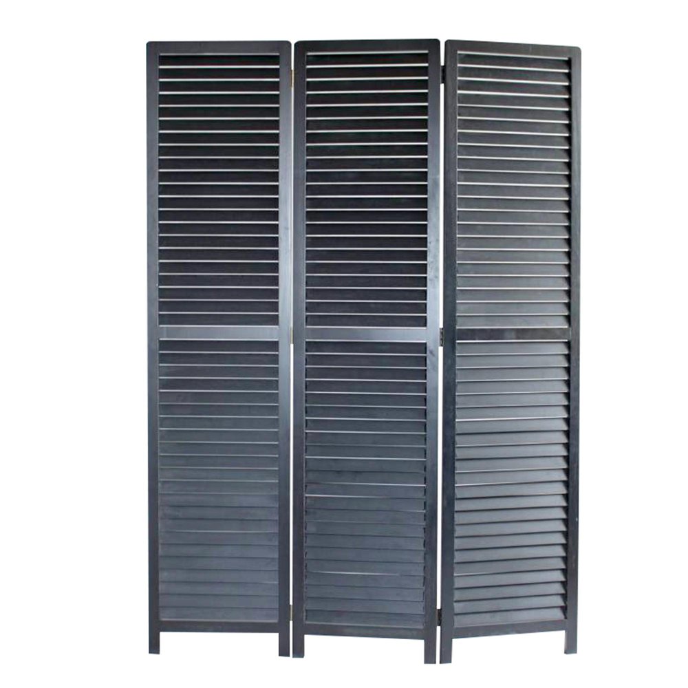 67" Black Solid Wood Panel Screen Room Divider HomeRoots