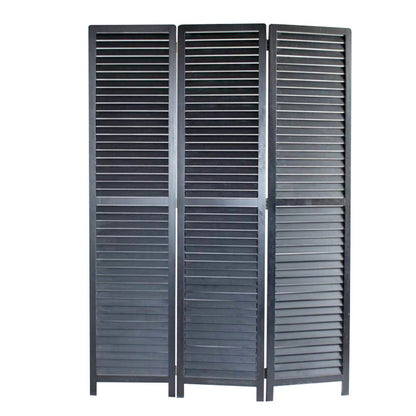67" Black Solid Wood Panel Screen Room Divider HomeRoots