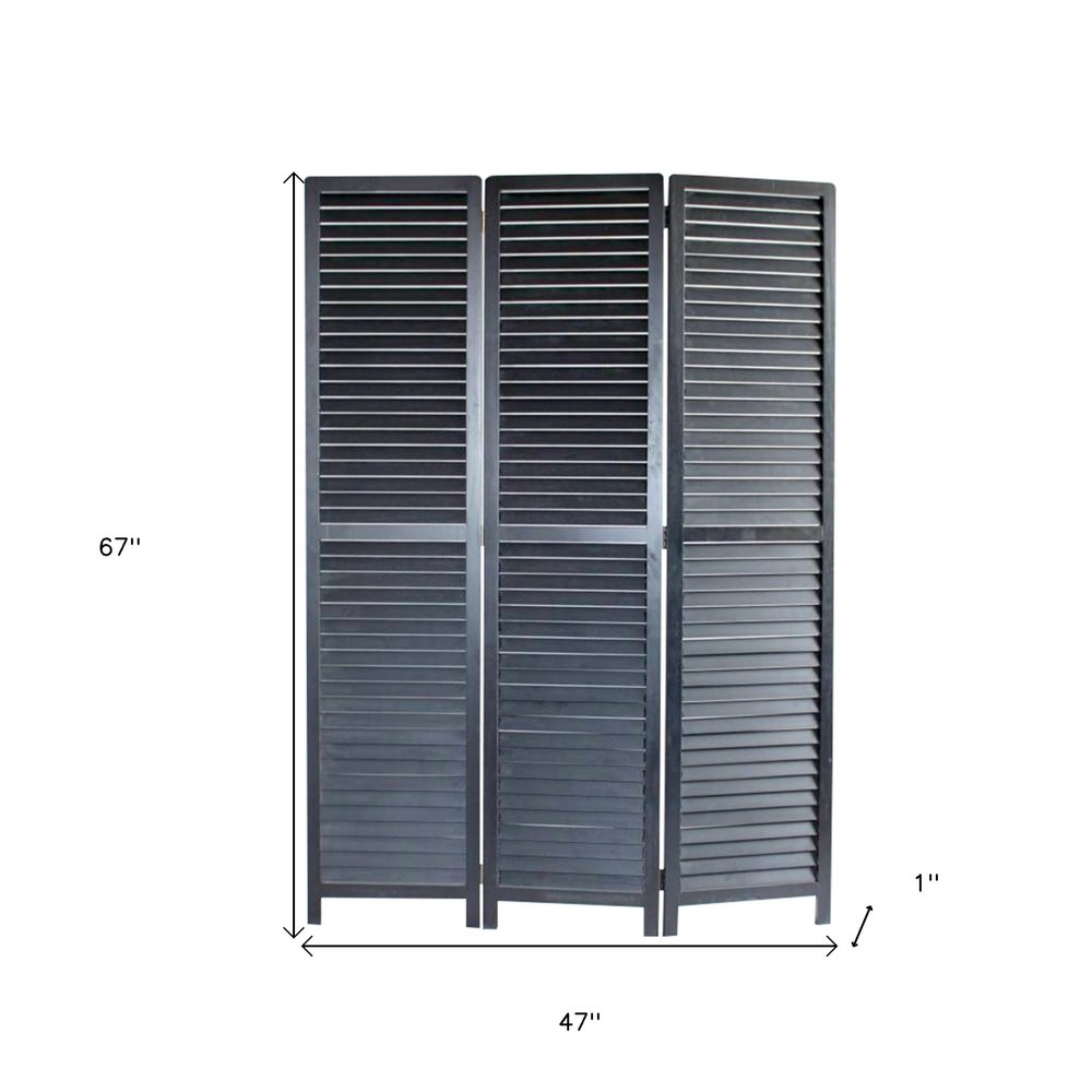 67" Black Solid Wood Panel Screen Room Divider HomeRoots