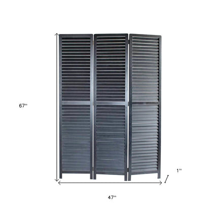 67" Black Solid Wood Panel Screen Room Divider HomeRoots