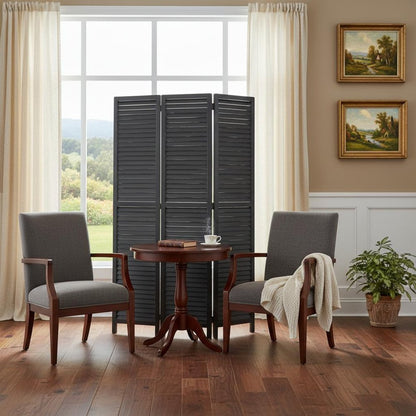 67" Black Solid Wood Panel Screen Room Divider HomeRoots