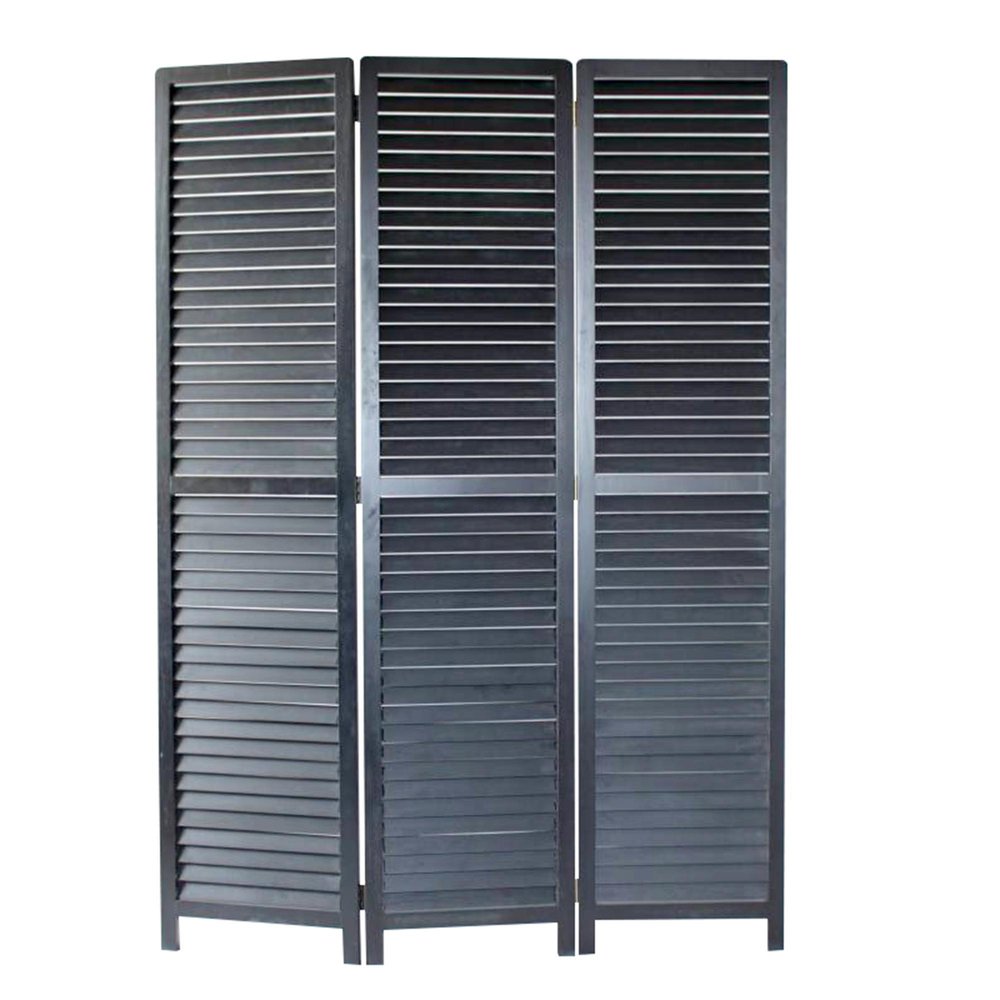 67" Black Solid Wood Panel Screen Room Divider HomeRoots