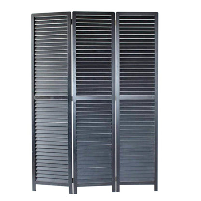 67" Black Solid Wood Panel Screen Room Divider HomeRoots