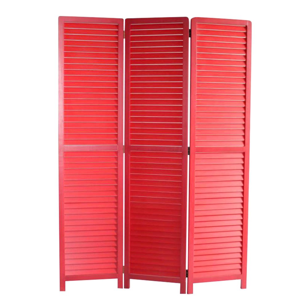 67" Red Solid Wood Panel Screen Room Divider HomeRoots