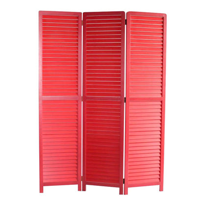 67" Red Solid Wood Panel Screen Room Divider HomeRoots