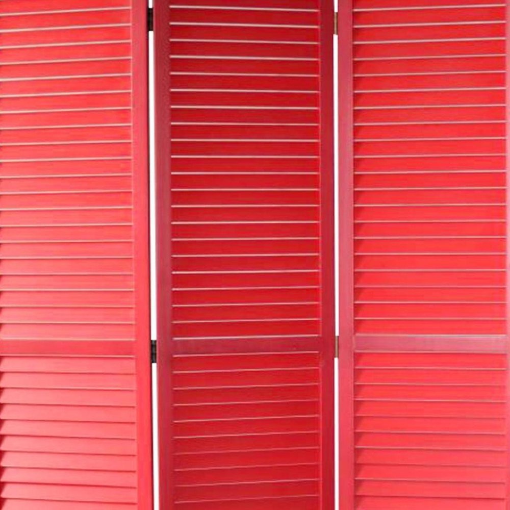 67" Red Solid Wood Panel Screen Room Divider HomeRoots