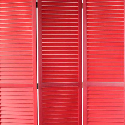 67" Red Solid Wood Panel Screen Room Divider HomeRoots