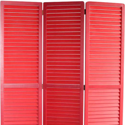 67" Red Solid Wood Panel Screen Room Divider HomeRoots