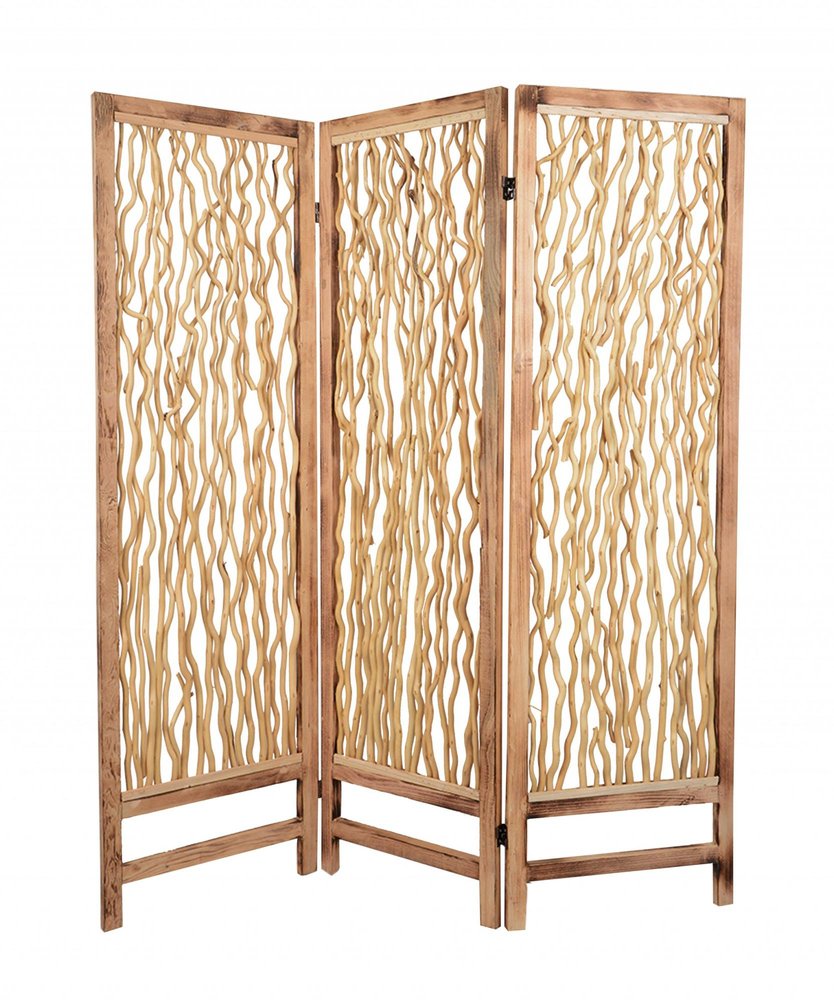 69" Brown Solid Wood Panel Screen Room Divider HomeRoots
