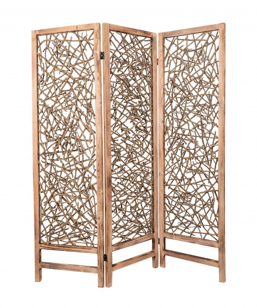 69" Brown Solid Wood Panel Screen Room Divider HomeRoots