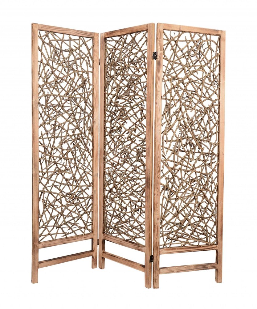 69" Brown Solid Wood Panel Screen Room Divider HomeRoots