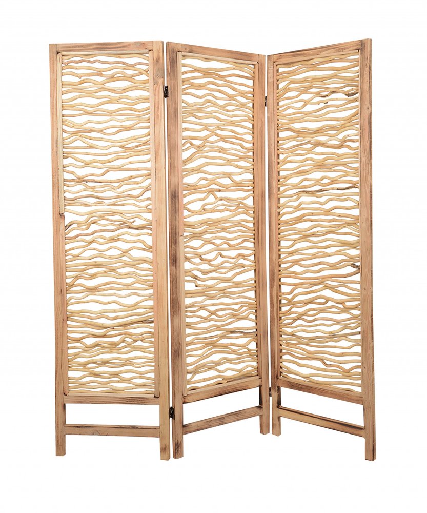 69" Brown Solid Wood Panel Screen Room Divider HomeRoots