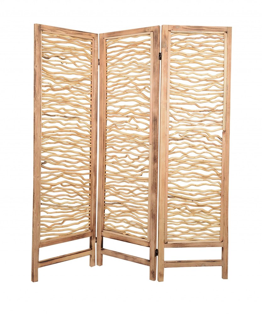 69" Brown Solid Wood Panel Screen Room Divider HomeRoots