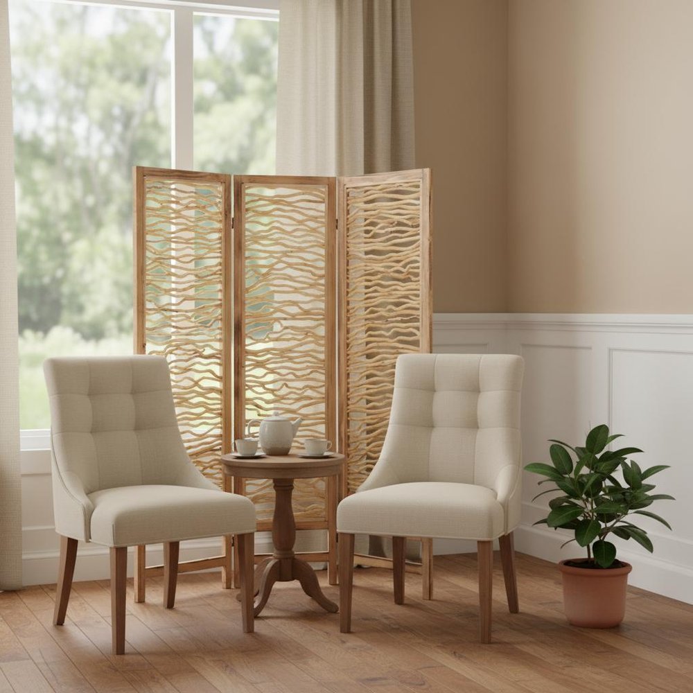 69" Brown Solid Wood Panel Screen Room Divider HomeRoots