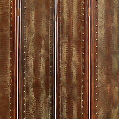 84" Brown Faux Leather Folding Four Panel Screen Room Divider HomeRoots