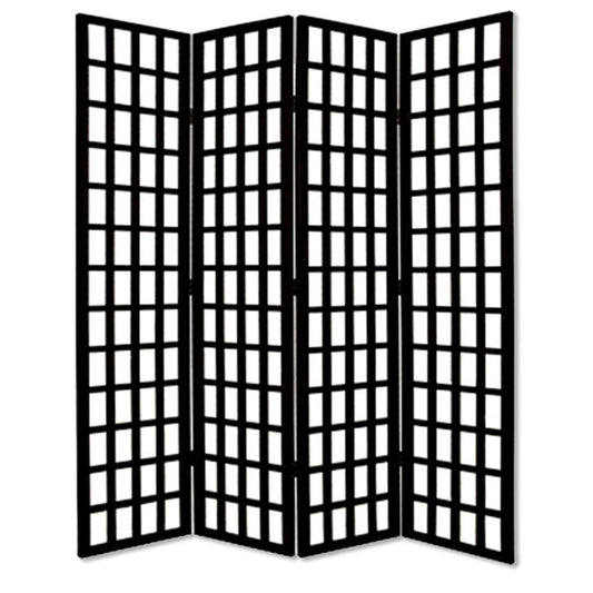 96" Black And White Folding Four Panel Screen Room Divider HomeRoots