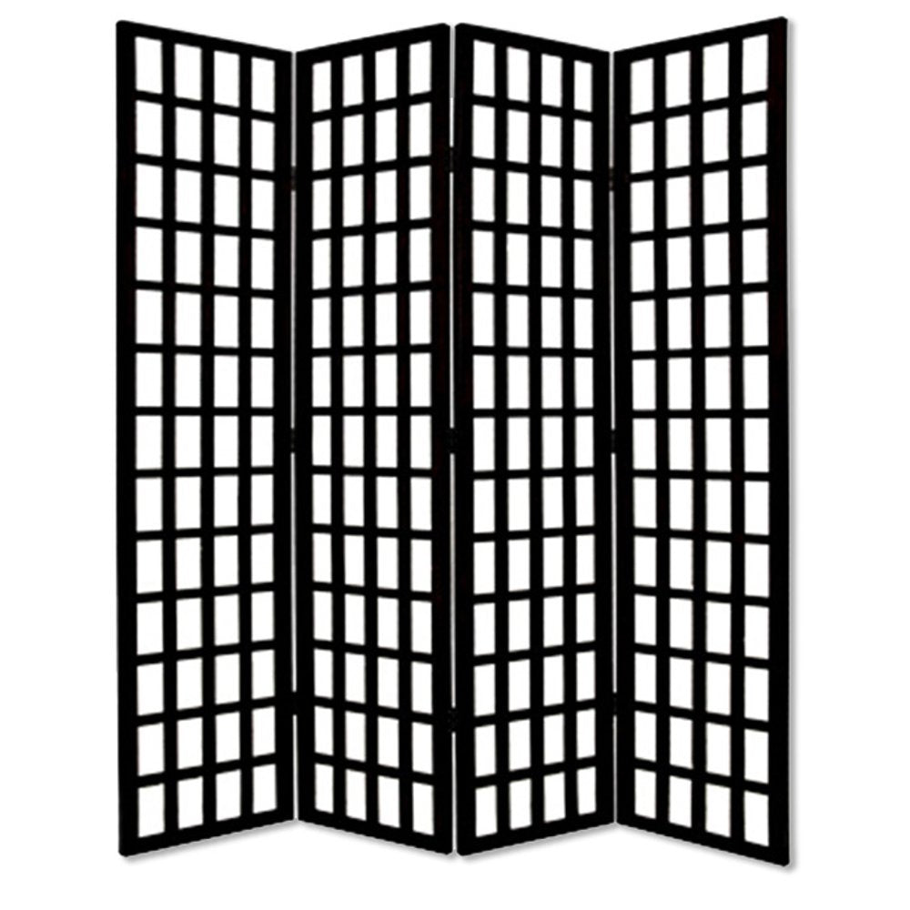 96" Black And White Folding Four Panel Screen Room Divider HomeRoots