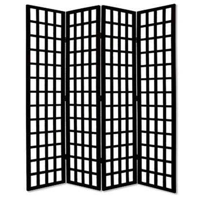 96" Black And White Folding Four Panel Screen Room Divider HomeRoots